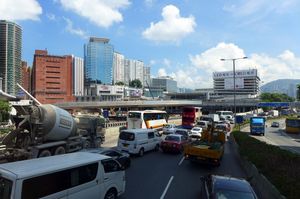 홍콩 충 청 로드의 교통 혼잡