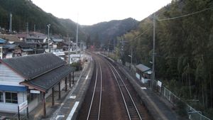 육교에서 시라카와구치 방면을 바라봄 (2011년 12월)