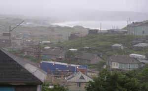 쿠나시르섬 유즈노쿠릴스크의 거리 풍경