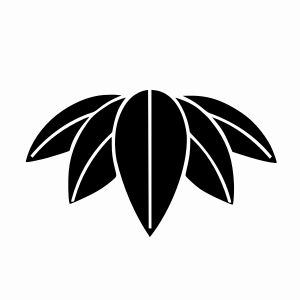 오매사(五枚笹)는 쇼후쿠테이 일문의 정문(定紋)이다.